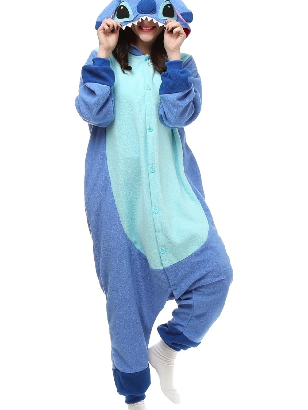 Blue Character Hooded Women's Costume  Onesie - Stitch-Inspired
